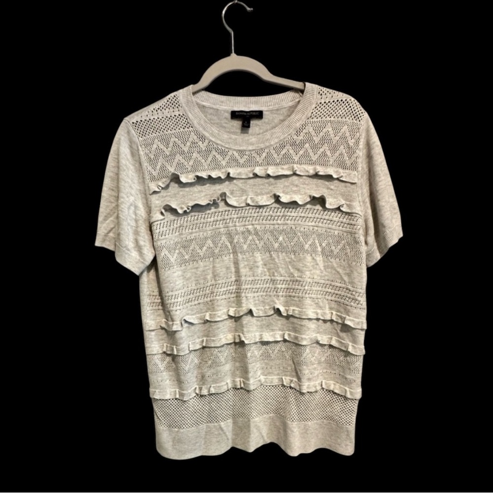 Banana Republic light grey ruffle sweater
